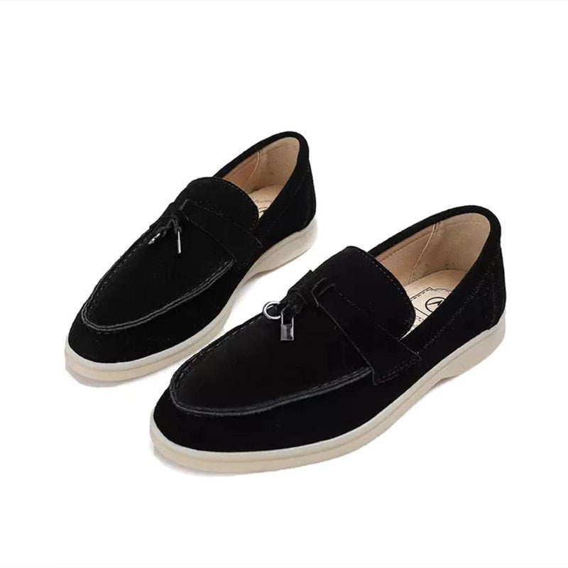 Vianne - Dame Stilfulle Behagelige Loafers Semsket Skinn